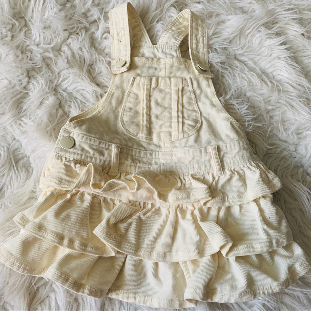 🍁Baby gap cream color overall dress 12-18 months